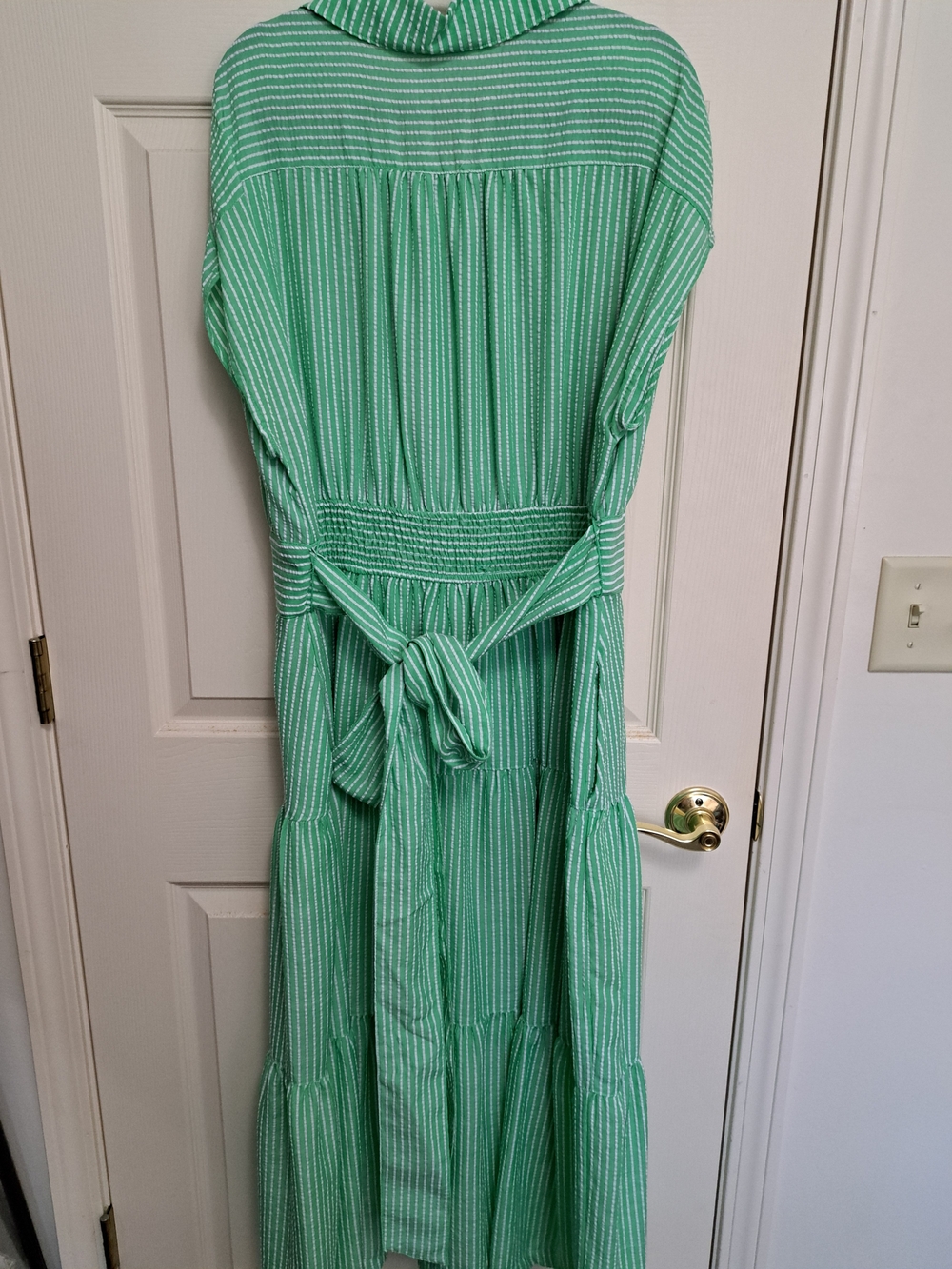 Danny & Nicole Green Striped Tiered Maxi Dress - Picture 3 of 4